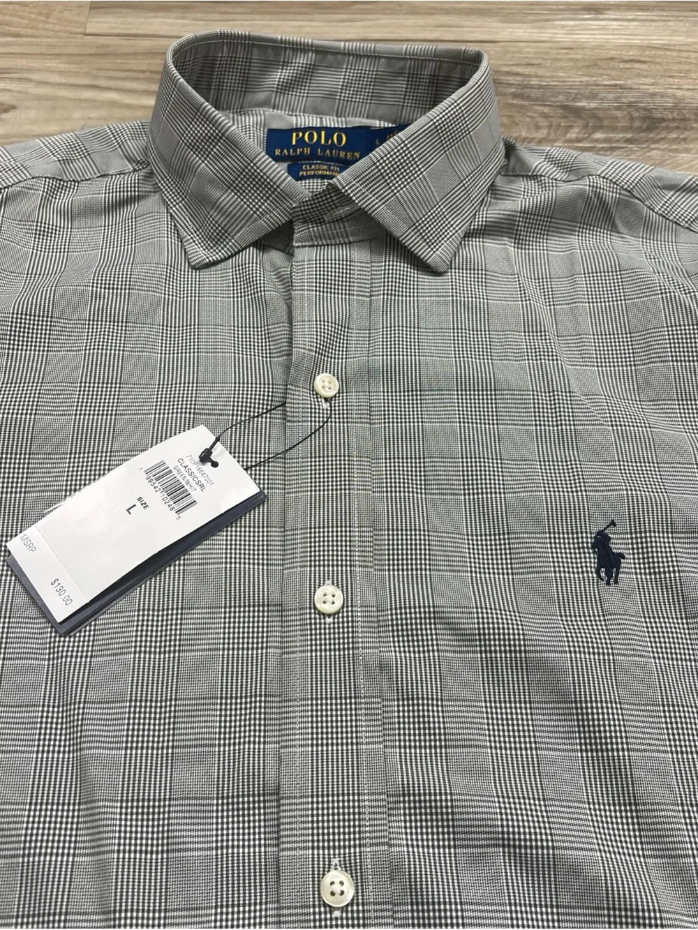 Polo Ralph Lauren Performance Shirt Stretch Oxford Green White Plaid Mens Large